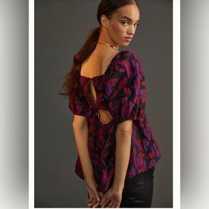 Anthropologie, babydoll cut out top